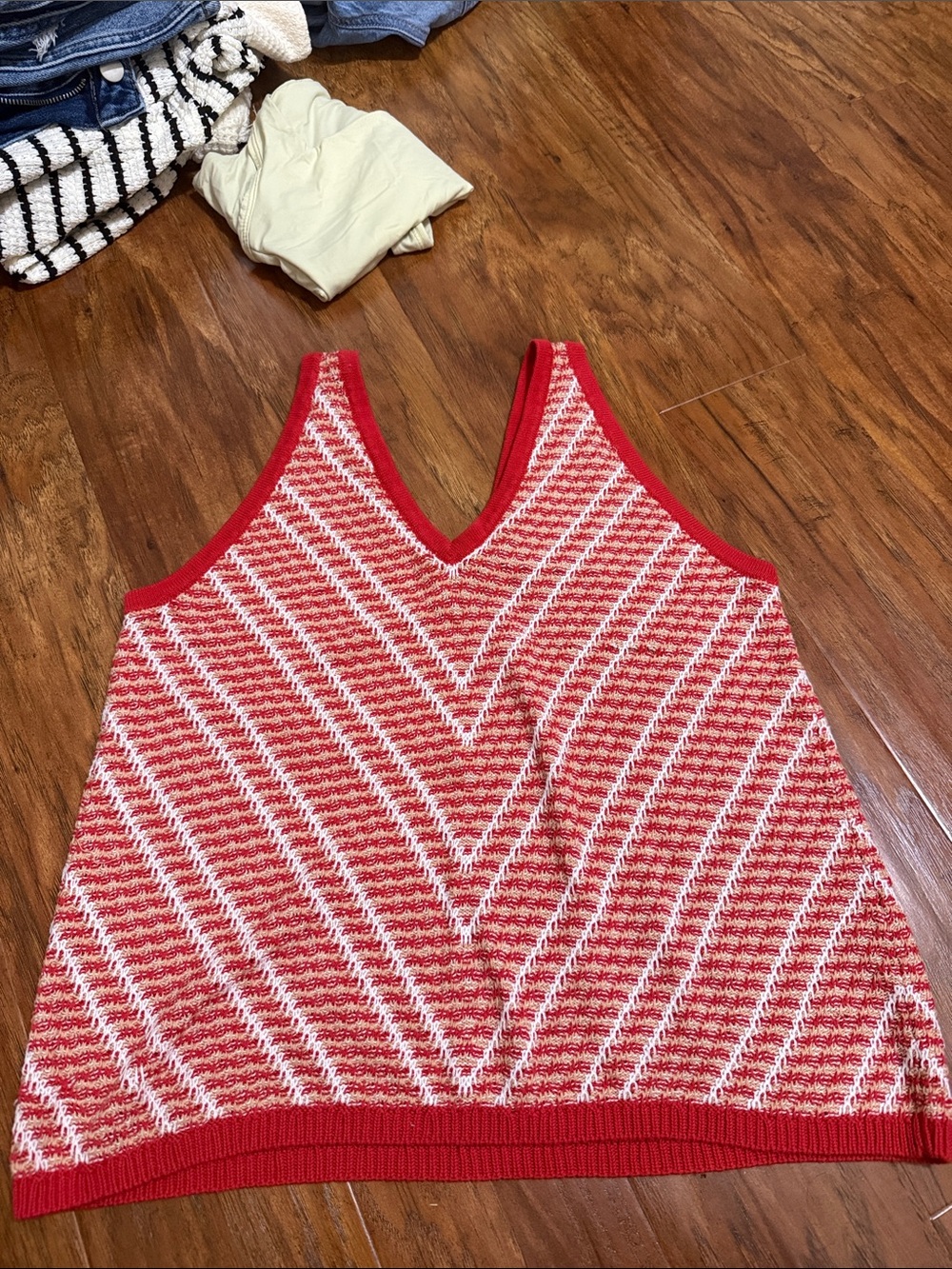 Wrangler Retro Red and Cream Striped Knit Tank Top